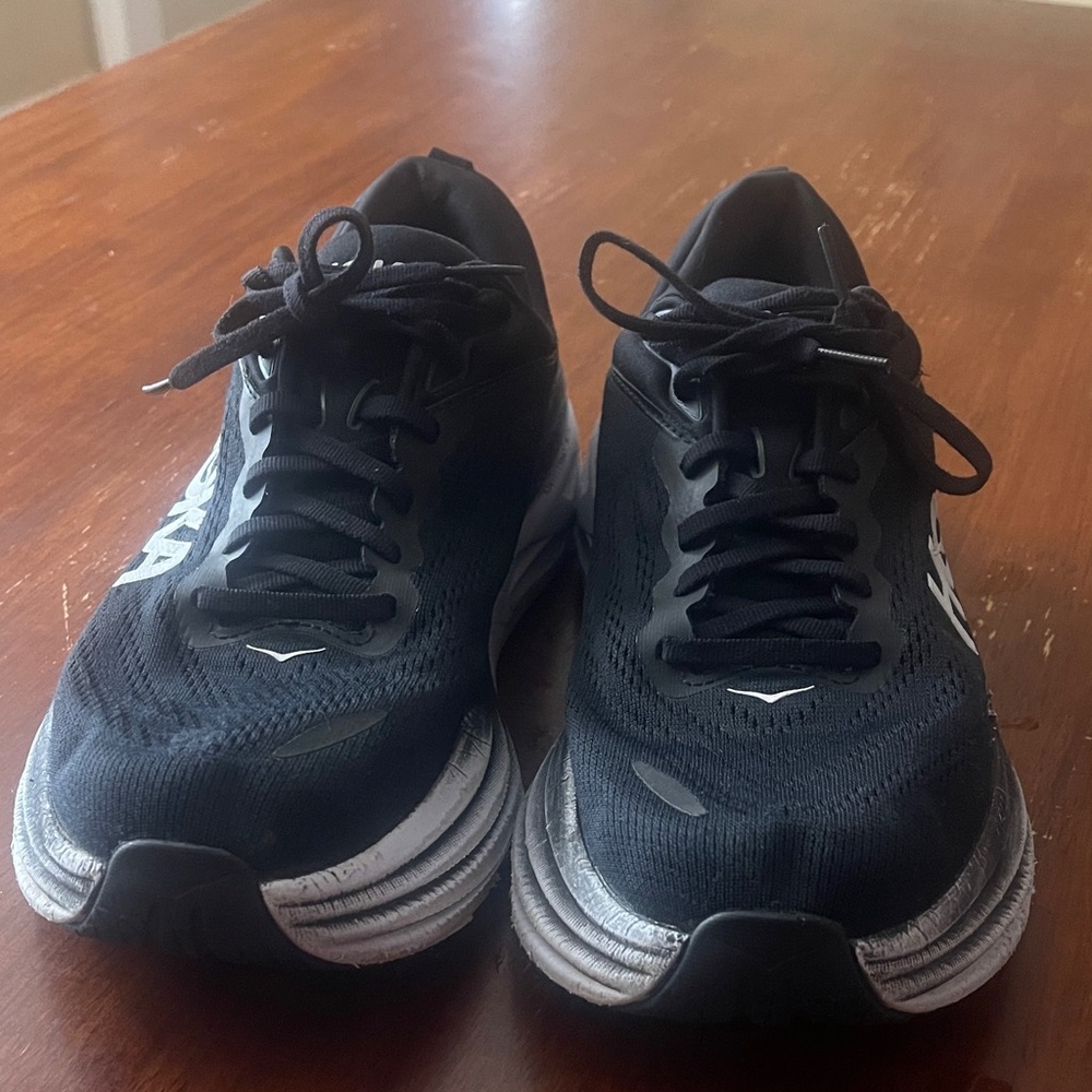 Hoka Black and White Men's Athletic Shoes - Picture 2 of 11